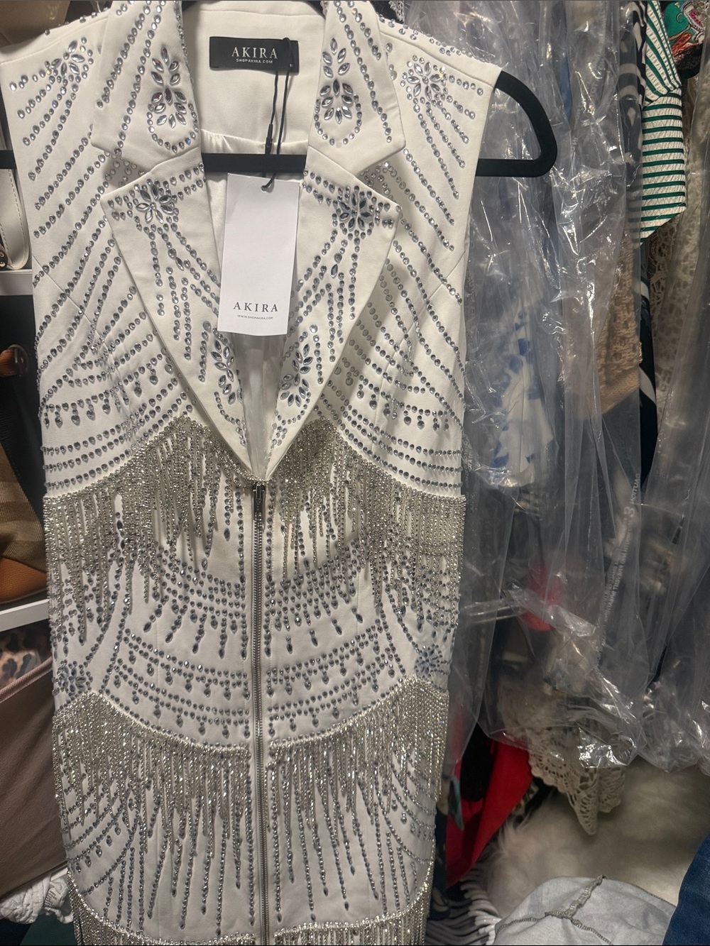 AKIRA NOT YOUR BABE SLEEVELESS RHINESTONE BLAZER DRESS Size MM
